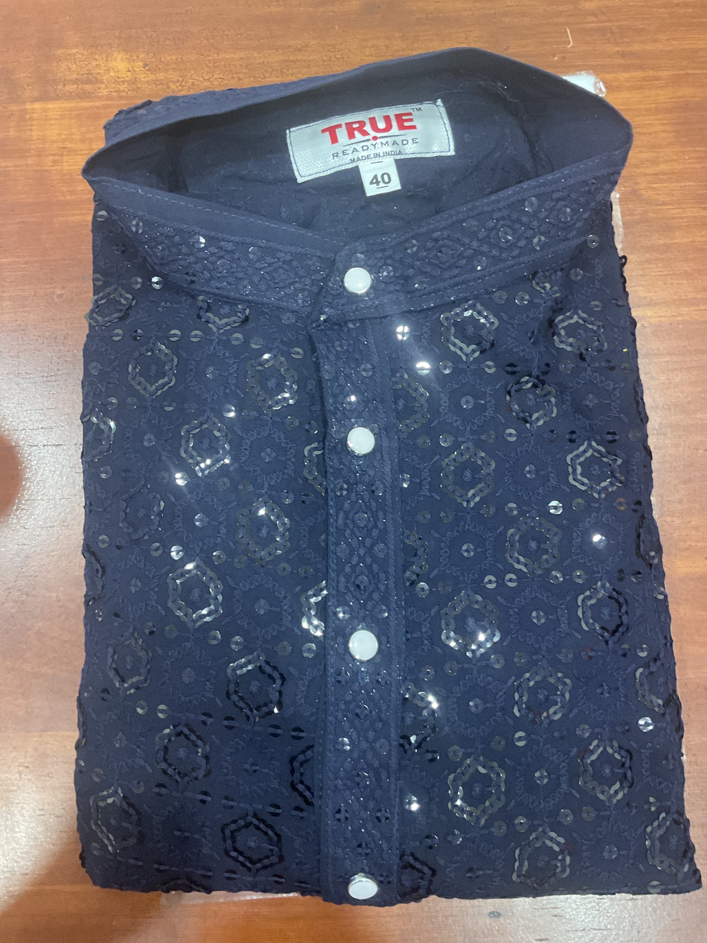 Blue circle men’s sequence kurta pajama