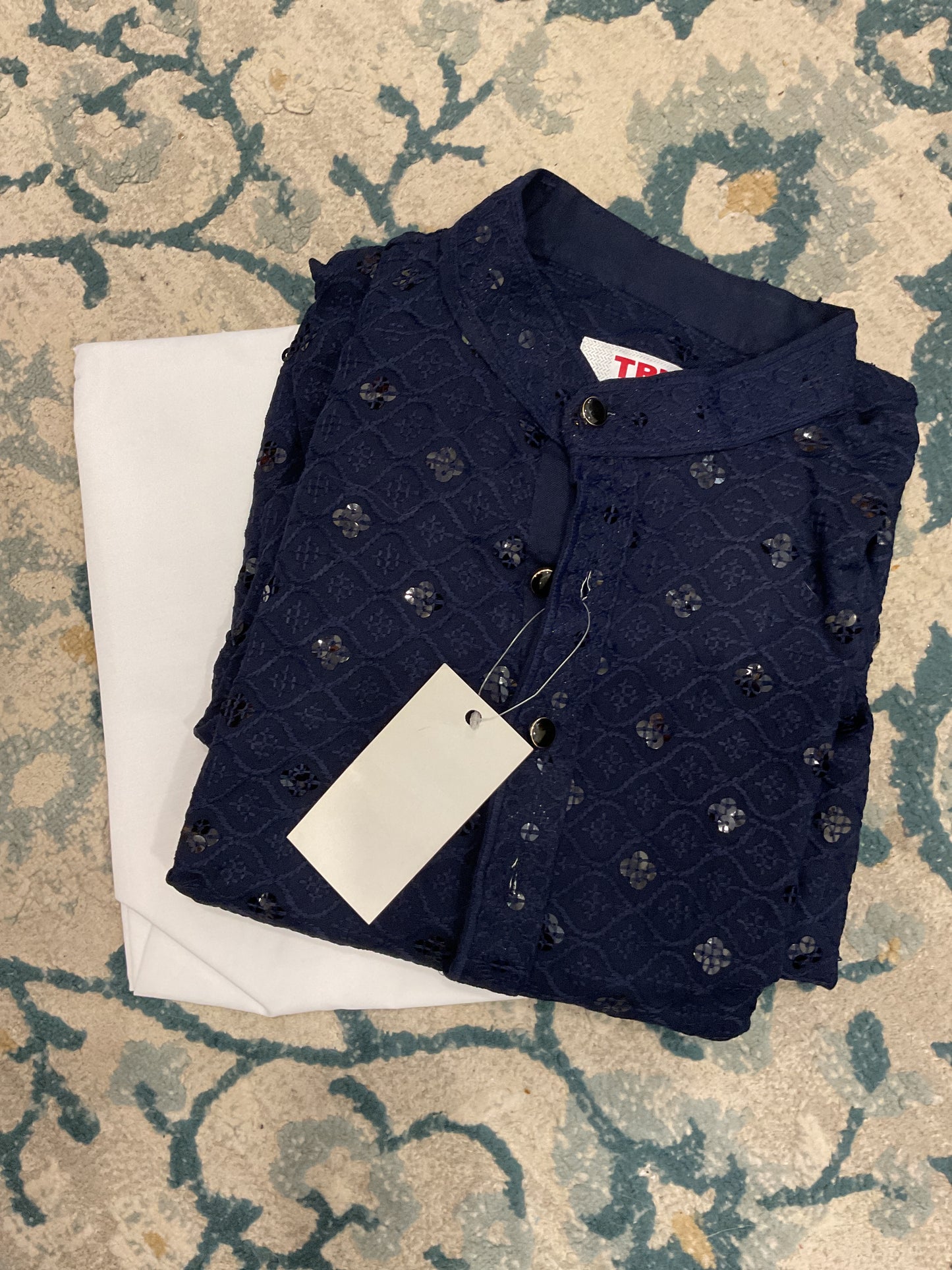 Blue sequence kurta pajama(c)