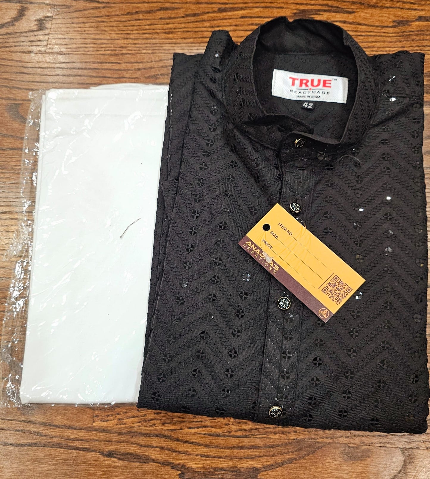 Plain sequence GREY kurta(c)