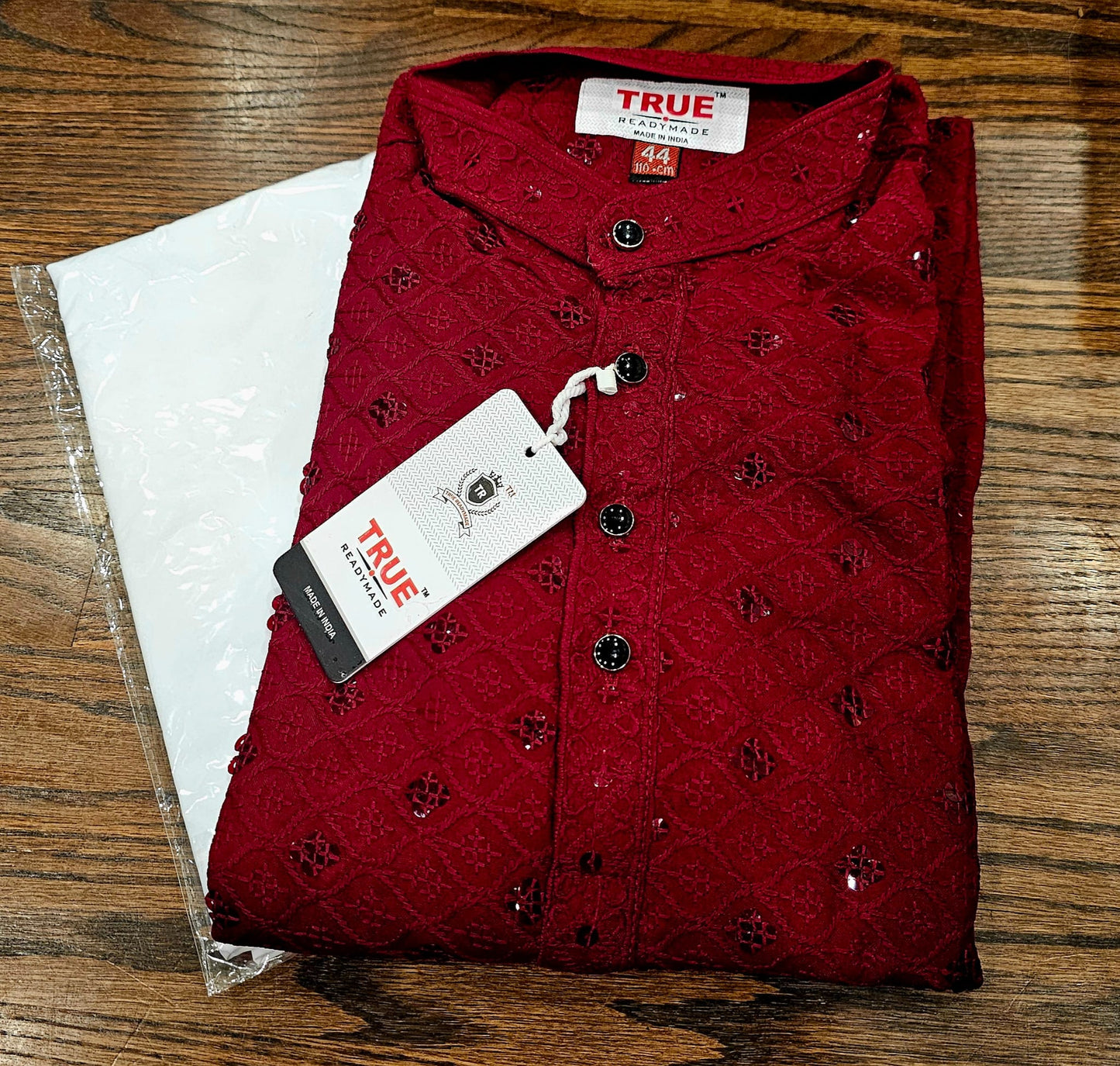 Plain sequence red kurta(c)