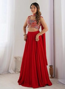 Designer Lehenga – Georgette & Silk with Embroidery Work