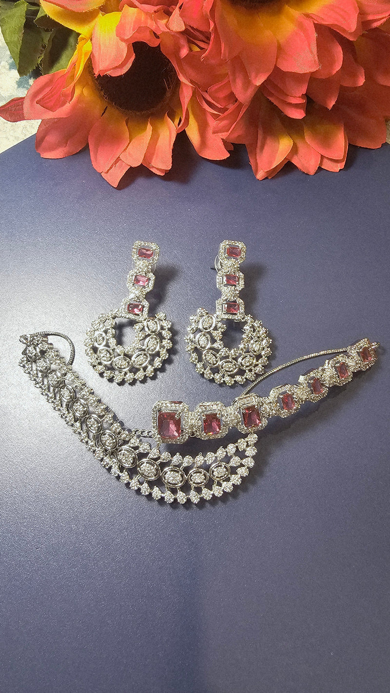 American Diamond (AD) Necklace Set – Design 24