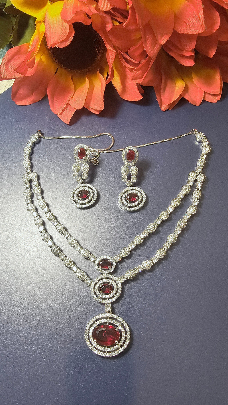 American Diamond (AD) Necklace Set – Design 18