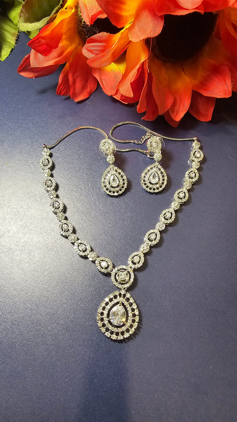American Diamond (AD) Necklace Set – Design 21