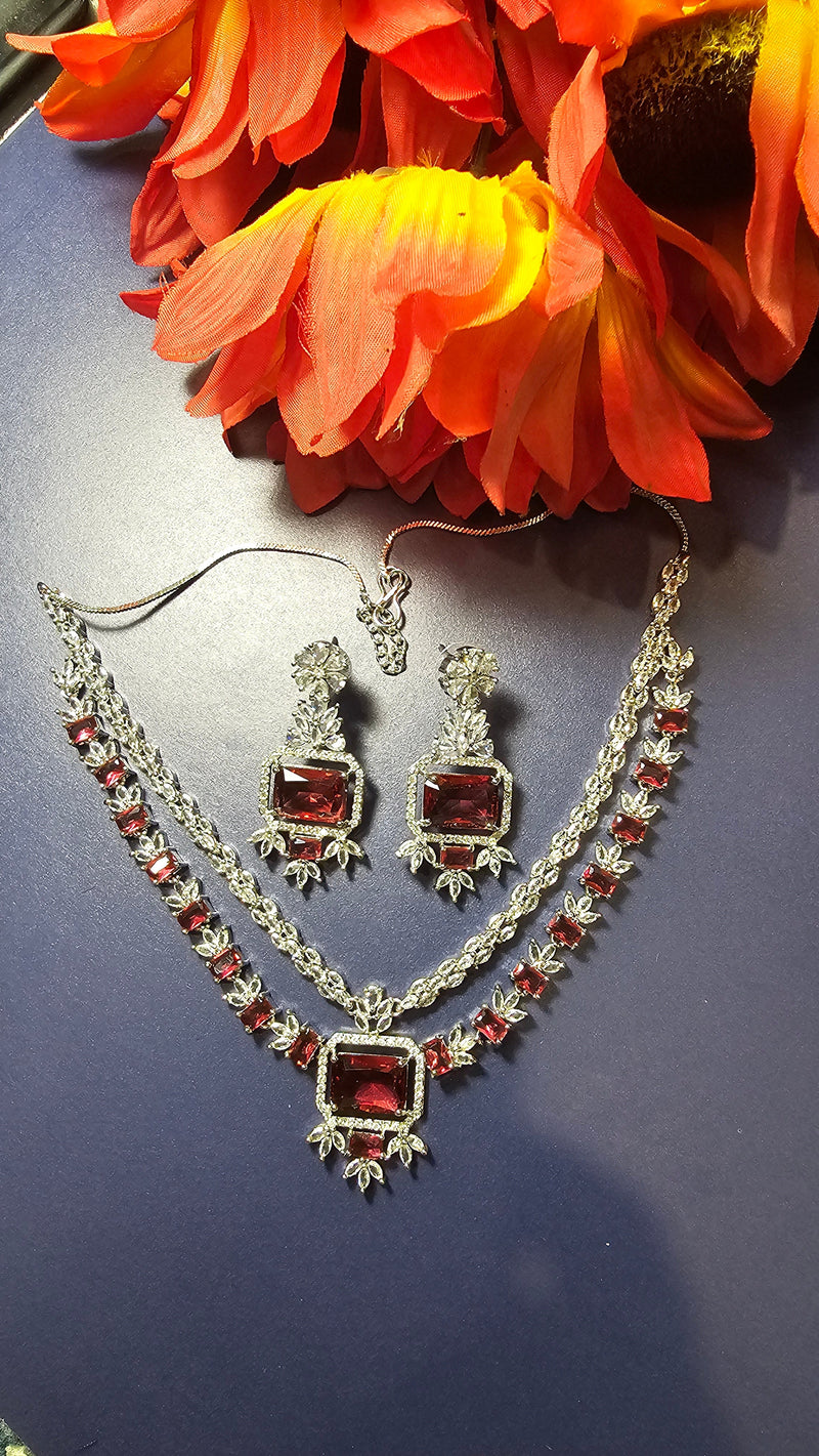 American Diamond (AD) Necklace Set – Design 22