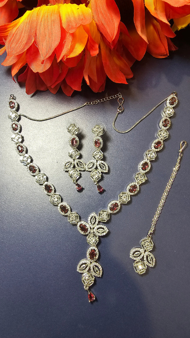 American Diamond (AD) Necklace Set – Design 17