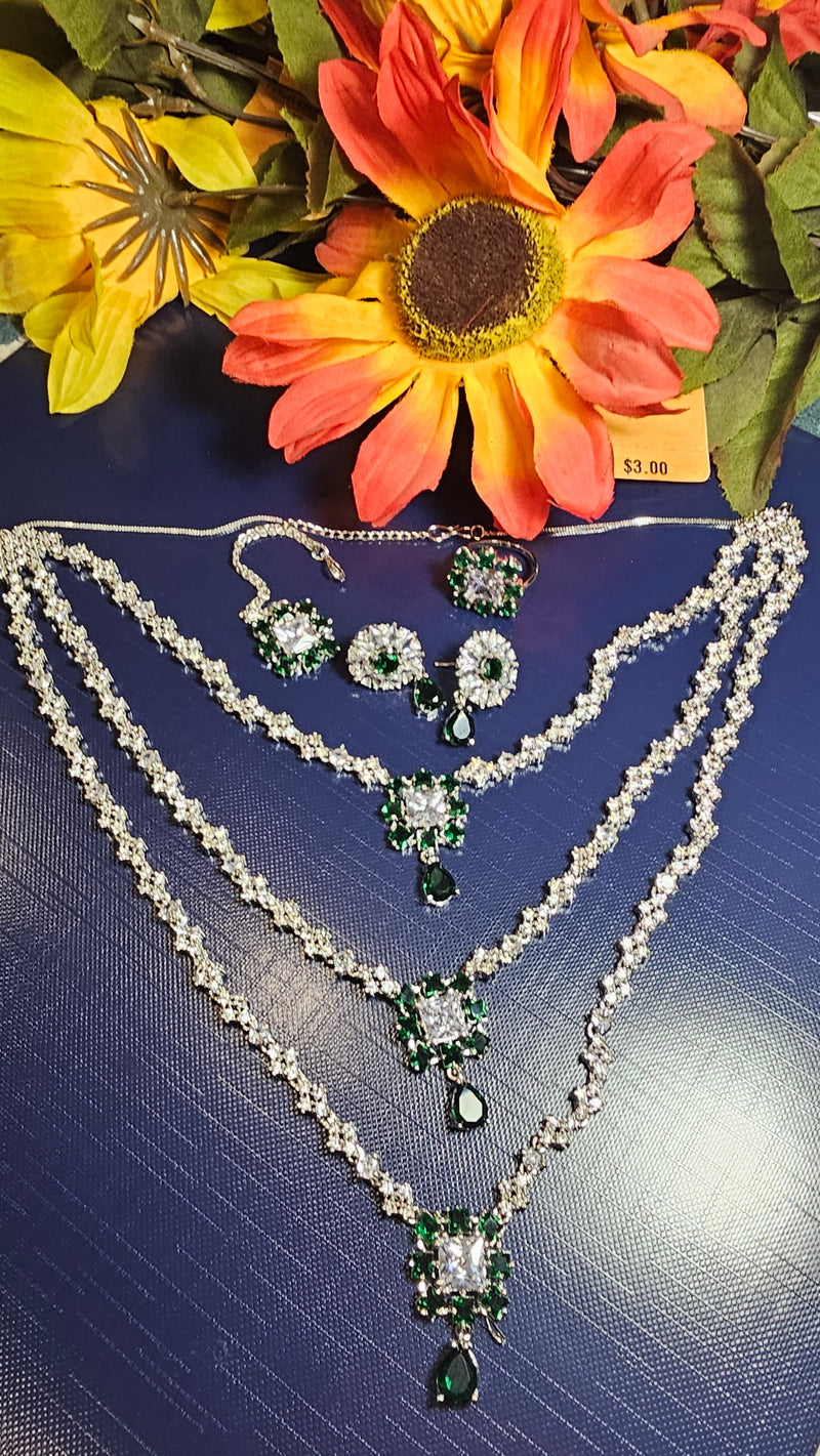 American Diamond (AD) Necklace Set – Design 16