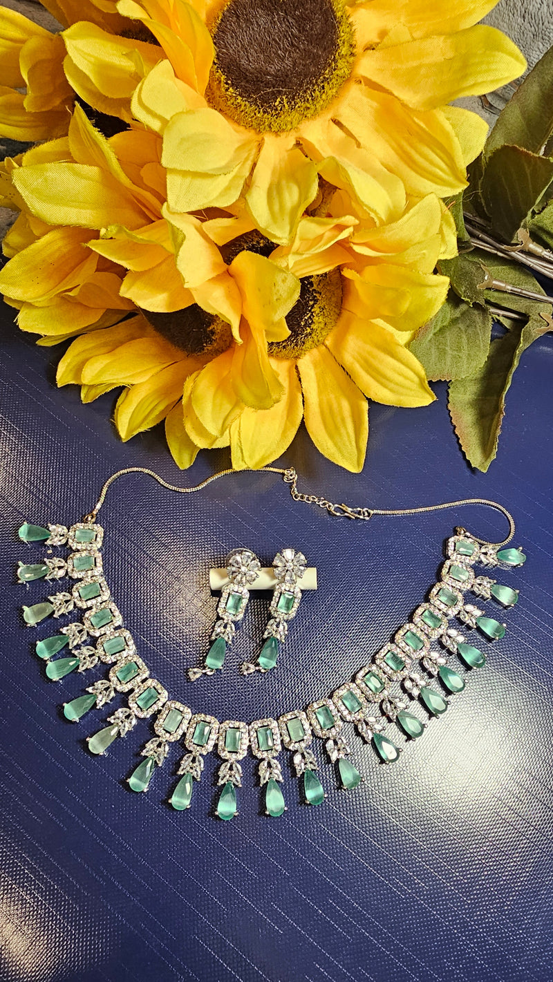 American Diamond (AD) Necklace Set – Design 23