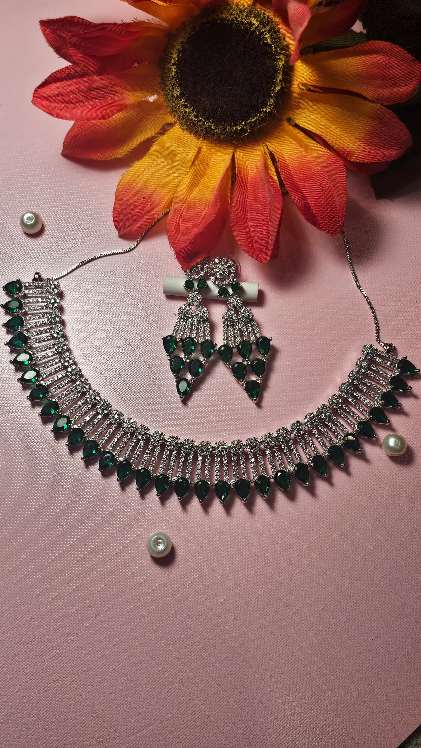 American Diamond (AD) Necklace Set – Design 34