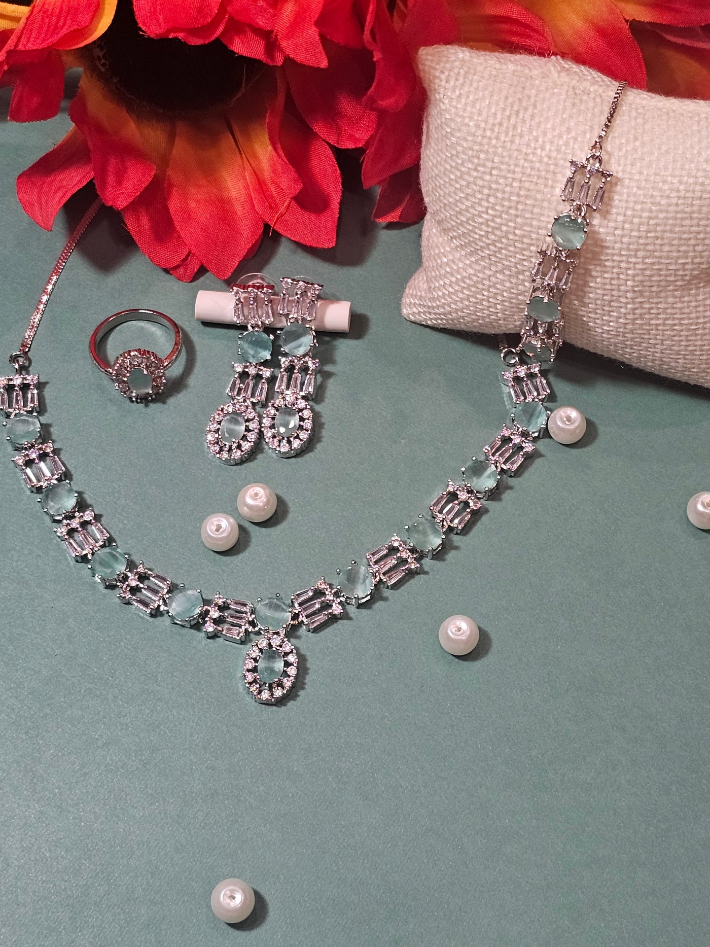 American Diamond (AD) Necklace Set – Design 35