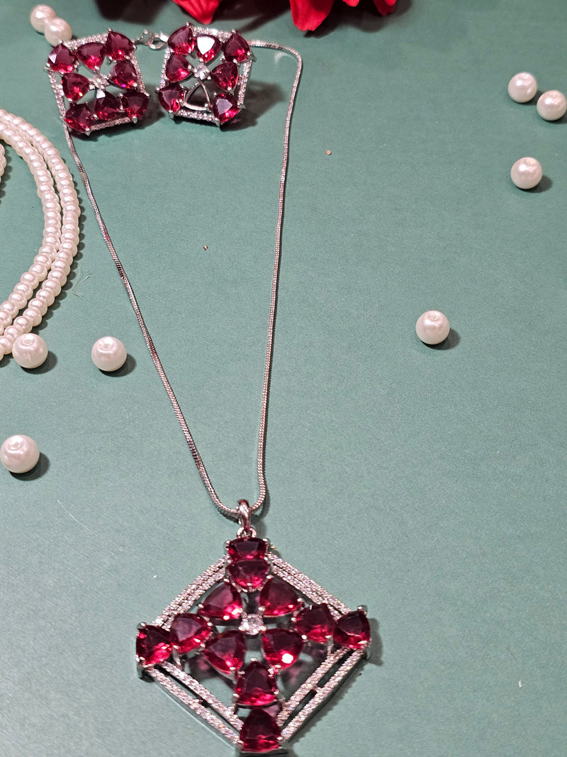 American Diamond (AD) Necklace Set – Design 31