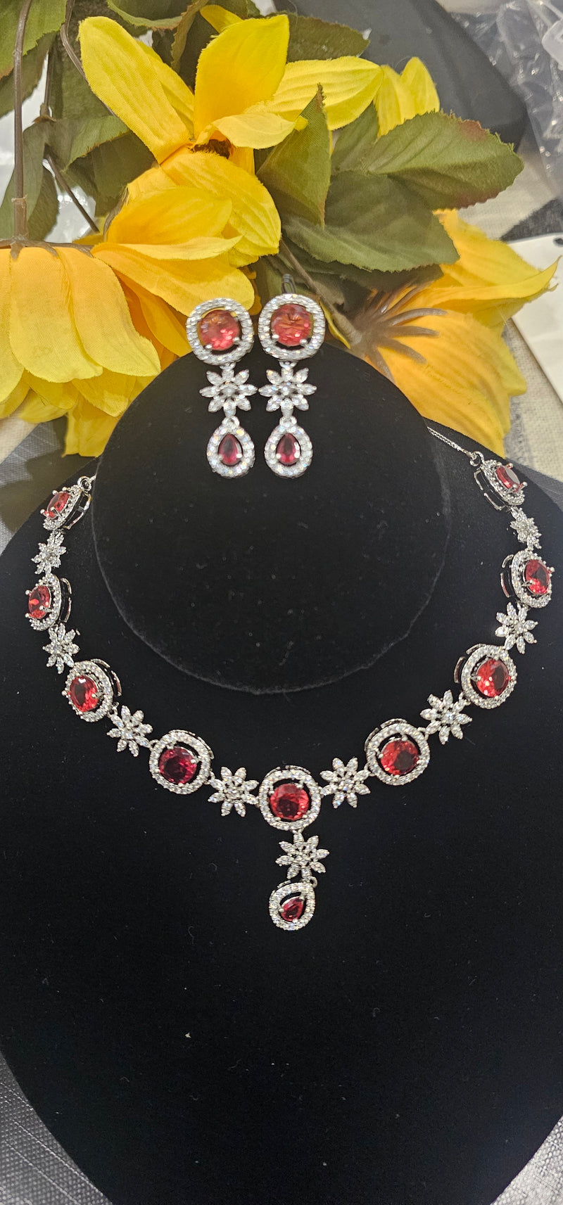 American Diamond (AD) Necklace Set – Design 37