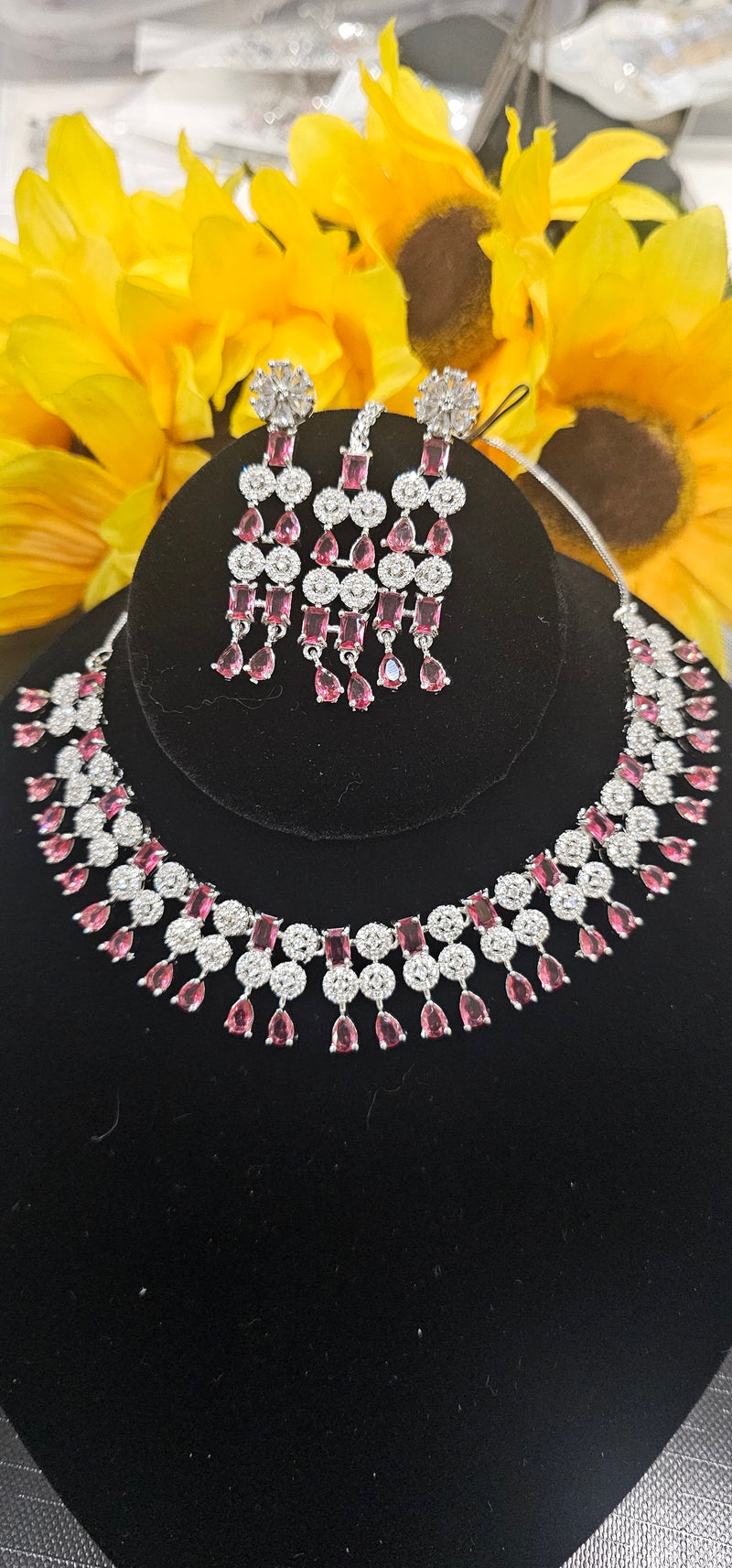 American Diamond (AD) Necklace Set – Design 39