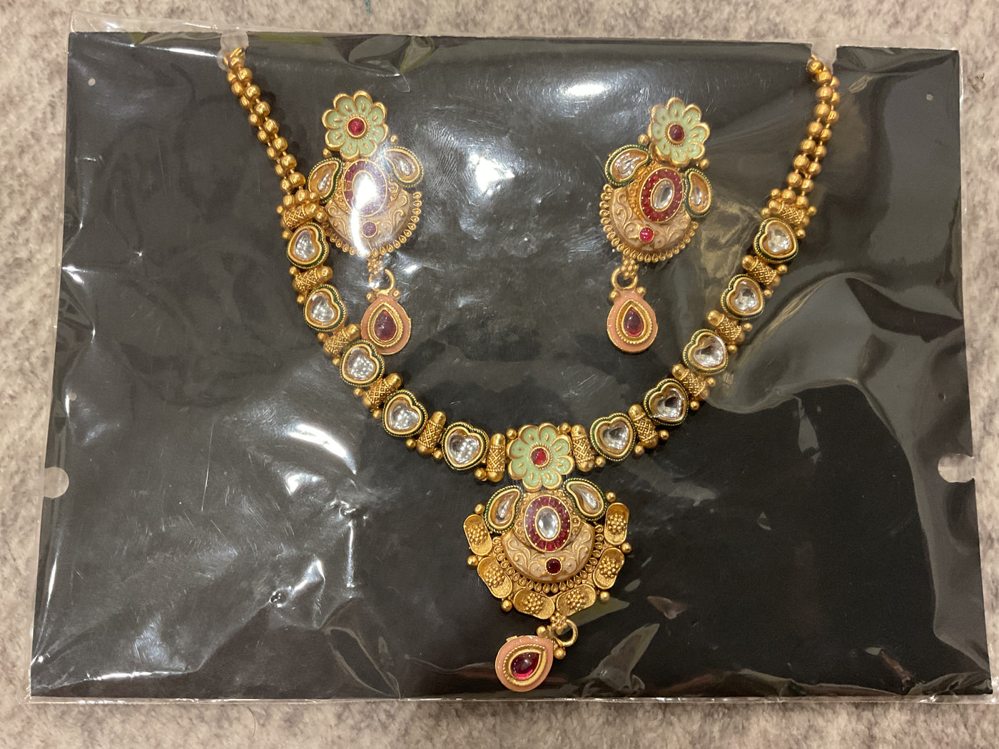 Gold-Plated Long Necklace Set – Design 12