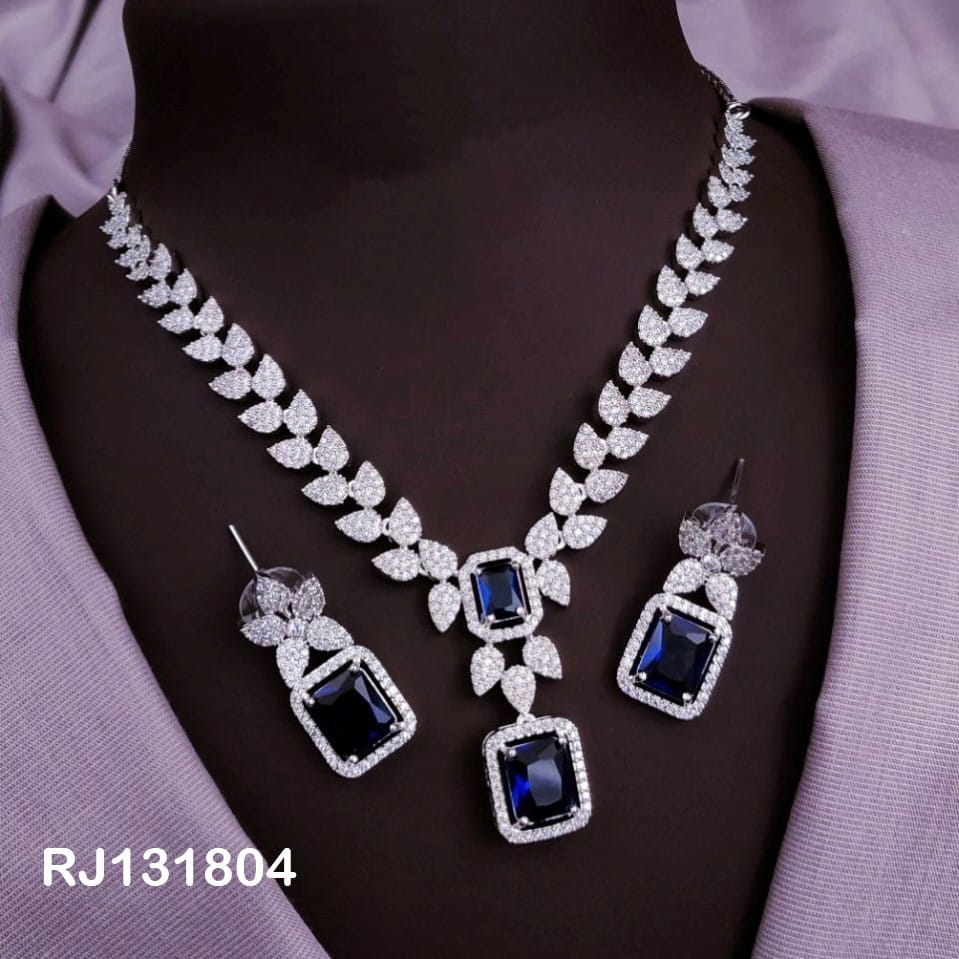 American Diamond (AD) Necklace Set – Design 28
