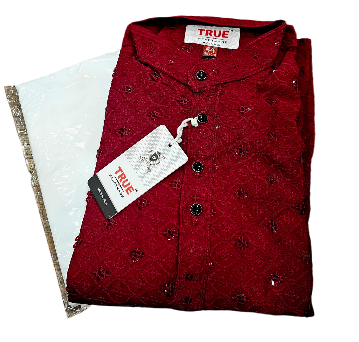 Plain sequence red kurta(c)