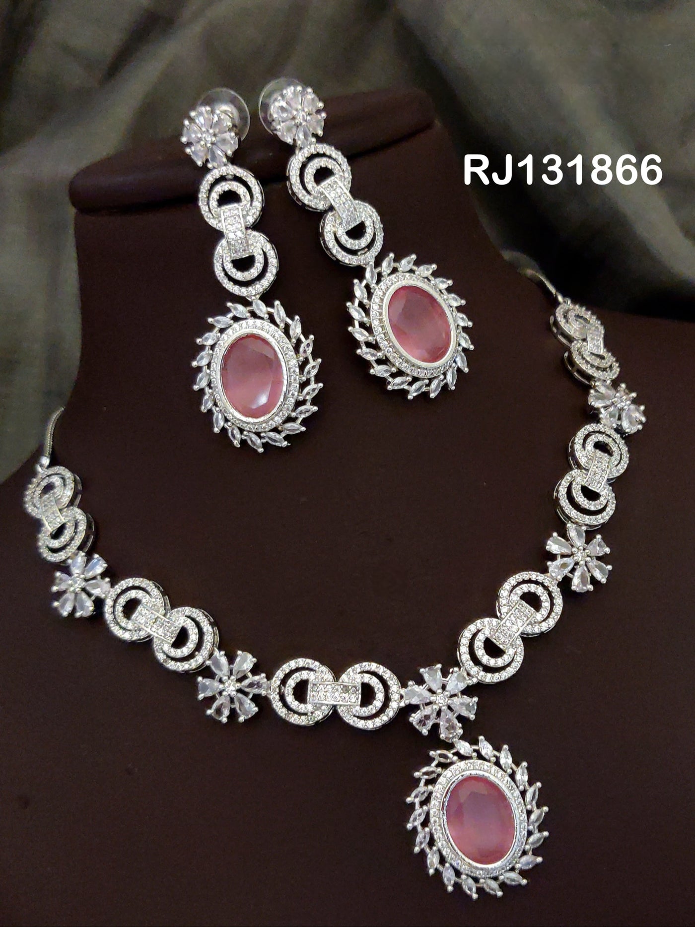 American Diamond (AD) Necklace Set – Design 30