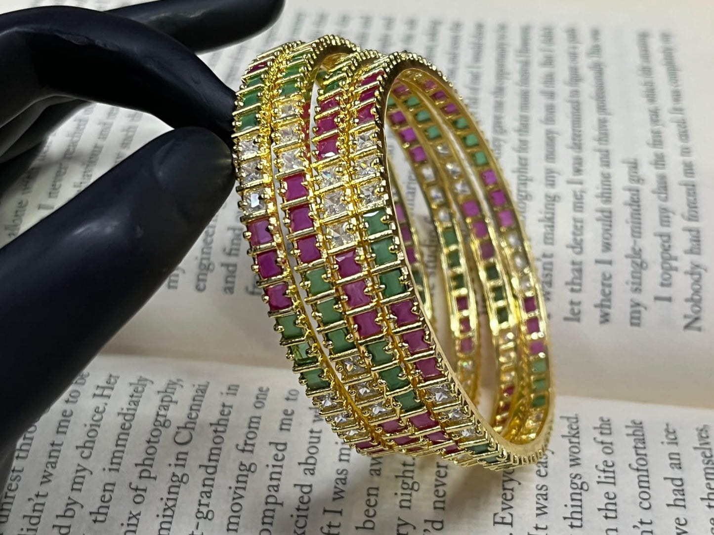American Diamond Bridal Bangle Set – Wedding & Reception Jewelry