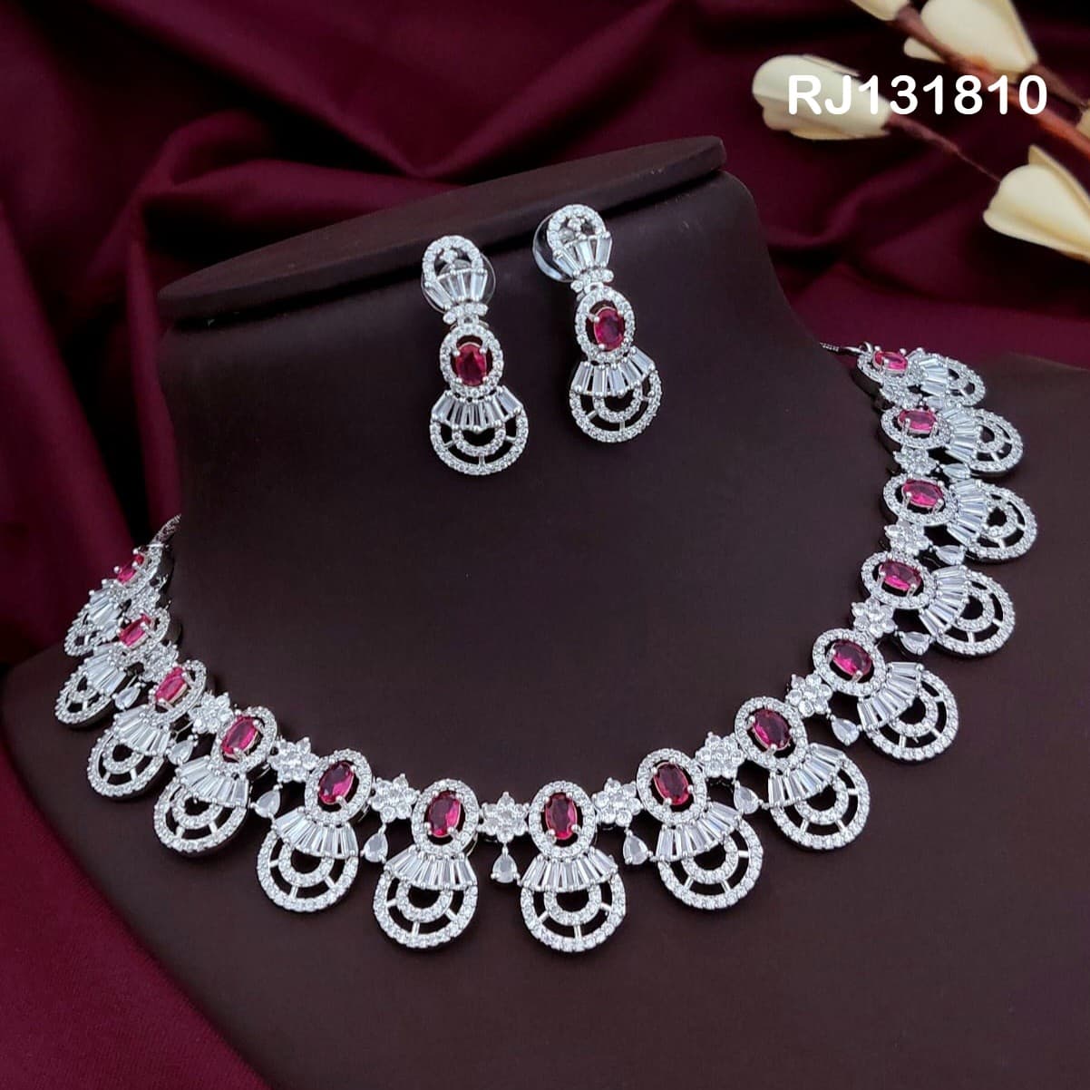 American Diamond (AD) Necklace Set – Design 27