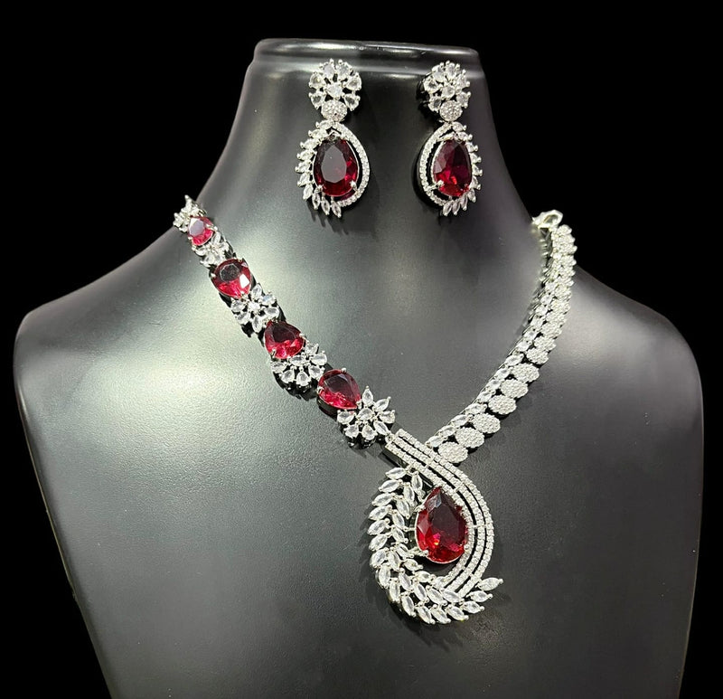 American Diamond (AD) Necklace Set – Design 13