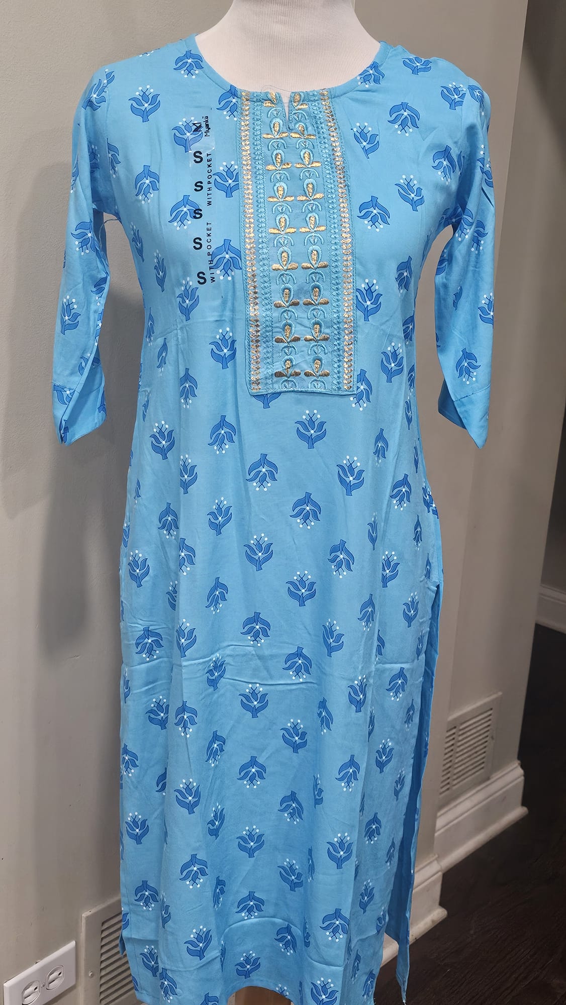 Firozi Blue Pocket Kurti