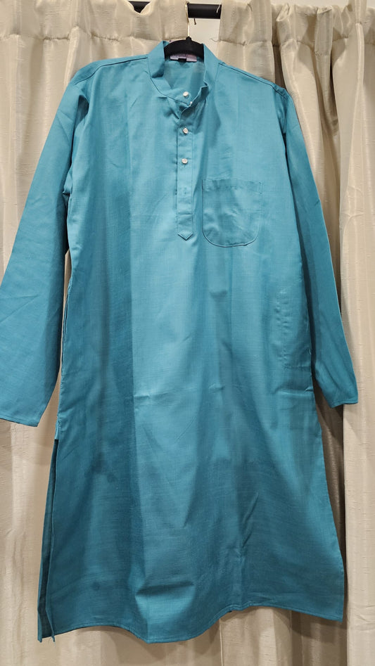 Teal Green Plain Kurta Pajama