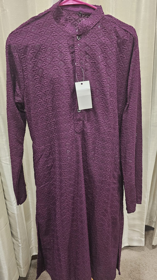 Wine Color Circle Diamond  Kurta Pajama