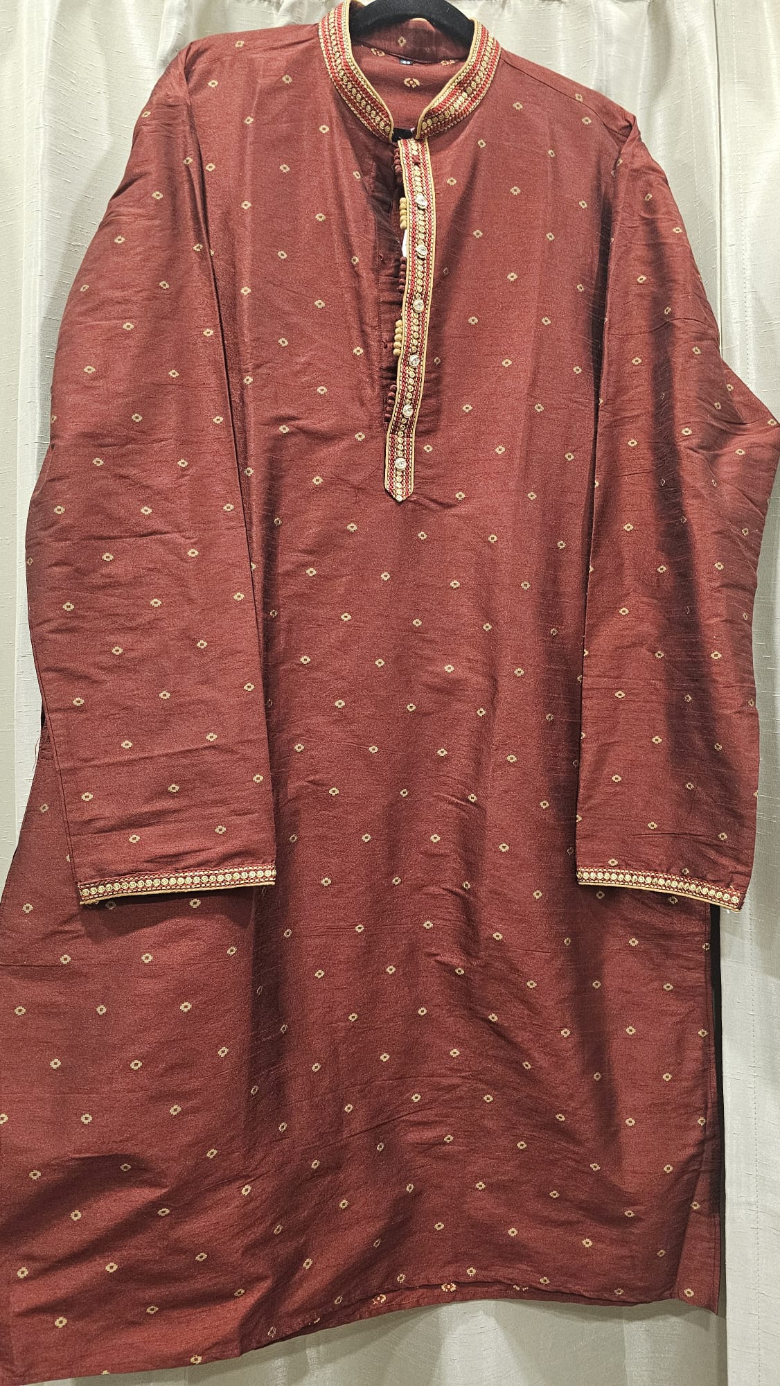 Rajput Red with Golden Border Kurta Pajama