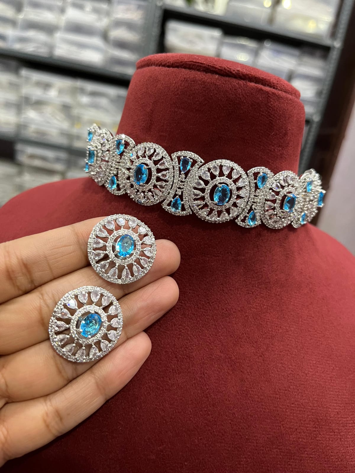 Lightweight American Diamond Choker Necklace – Elegant Partywear Jewelry