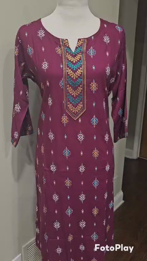 Purple white Ashud Kurti